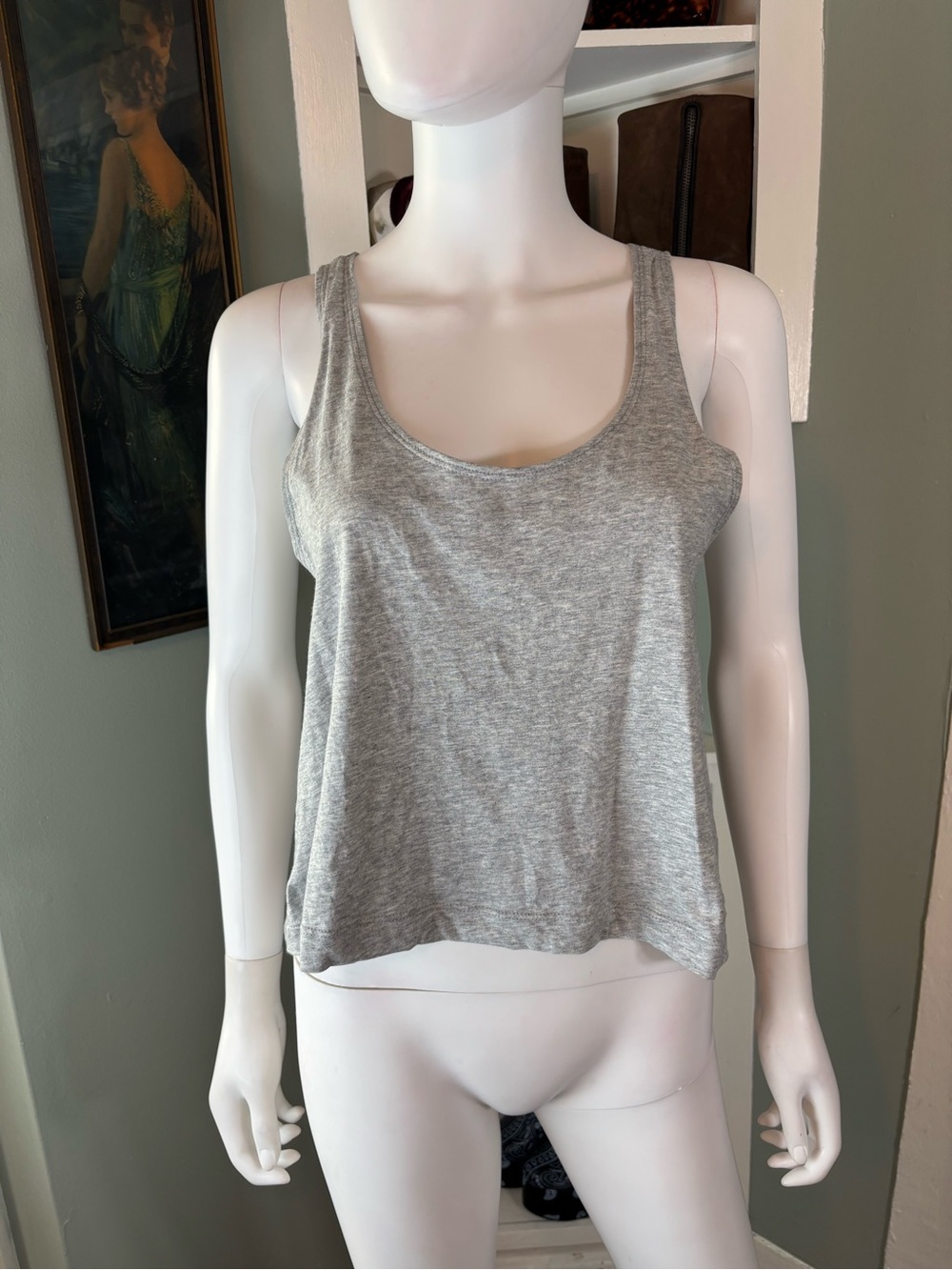 AYR Heather Grey Pima Cotton Loose Fit Tank Top Small S